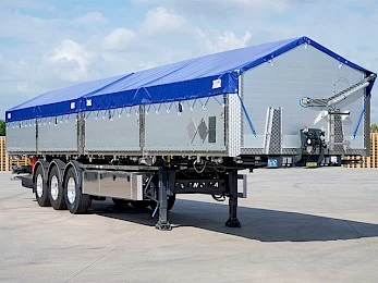 Top-Roll pneumatic side-rolling tarpaulin system front view